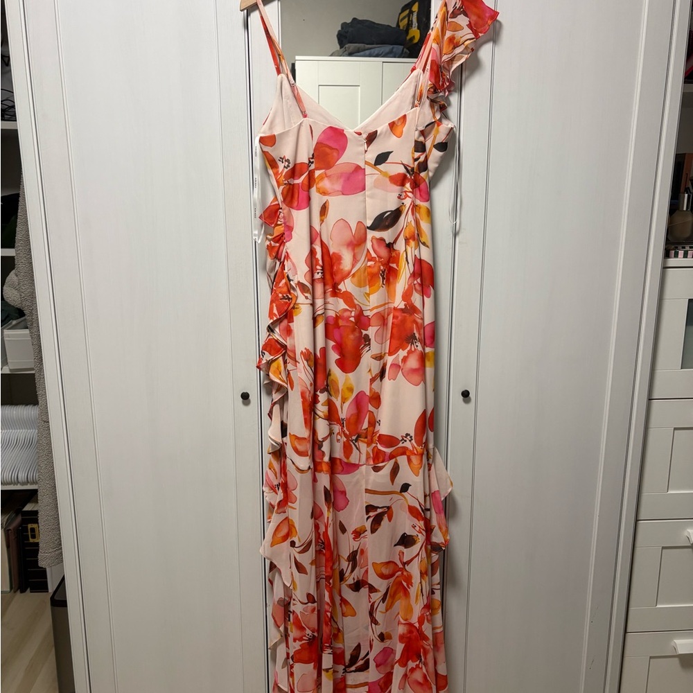 Ever New Pink and Orange Floral Ruffle Maxi Dress - Picture 3 of 4